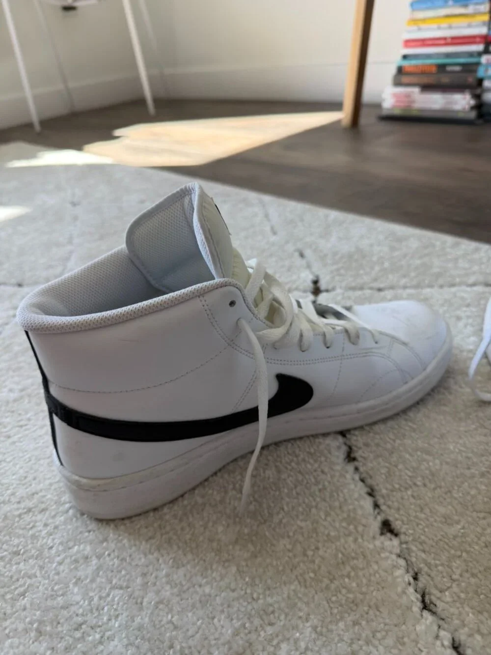 Nike White and Black Mid-Top Athletic Shoes